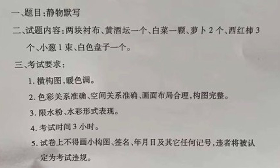 2020年浙江美术联考考题